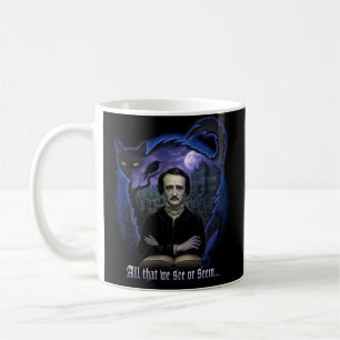 Taza De Café Edgar Allan Poe Gothic Mug - Haunted Raven & Cat