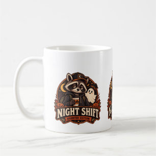 Taza De Café Edición Vintage Halloween Night Shift Raccoon Haun