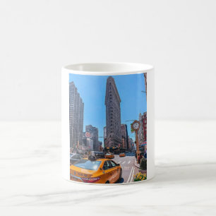 Taza De Café Edificio Famoso Flatiron Nueva York Taxi Amarillo