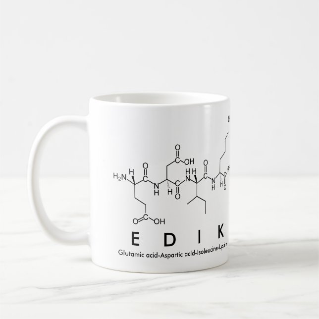 Taza De Café Edik peptide name mug (Izquierda)