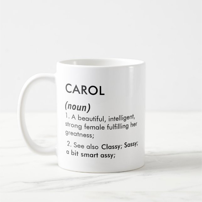 Taza De Café Editable Carol name definition, custom name (Izquierda)