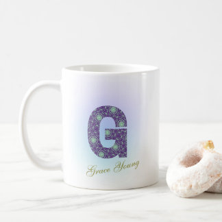 Taza De Café Editable Floral Letter G Monogram Personalized