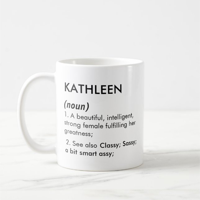 Taza De Café Editable Kathleen name definition, custom name (Izquierda)