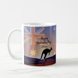 Taza De Café Editar Bandera de Texto Kangaroo Día de Australia