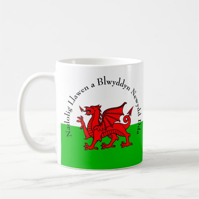 Taza De Café Editar Navidades de dragón rojo de la bandera gale (Izquierda)
