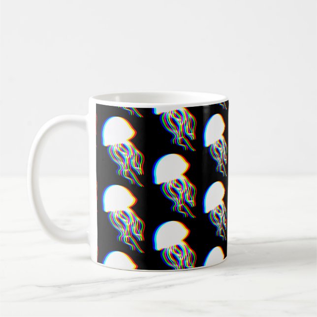 Taza De Café EDM Silhouette de Jellyfish Electrilizante Pattere (Izquierda)