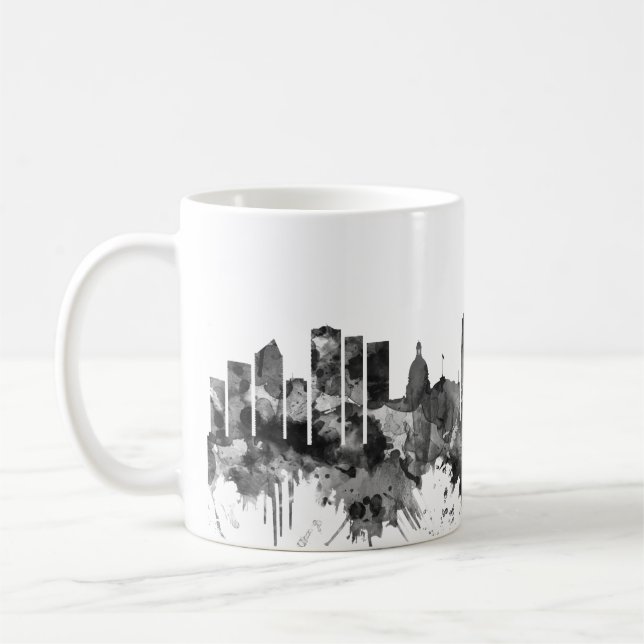 Taza De Café Edmonton Canada Skyline BW (Izquierda)