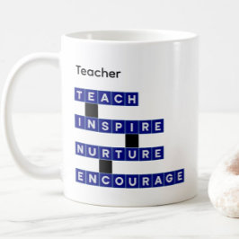 Taza De Café Educador Maestro Baldosa de Palabra Azul Marino Te