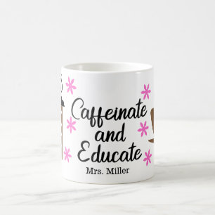 Taza De Café Educar en cafeína de profesores divertidos y perso