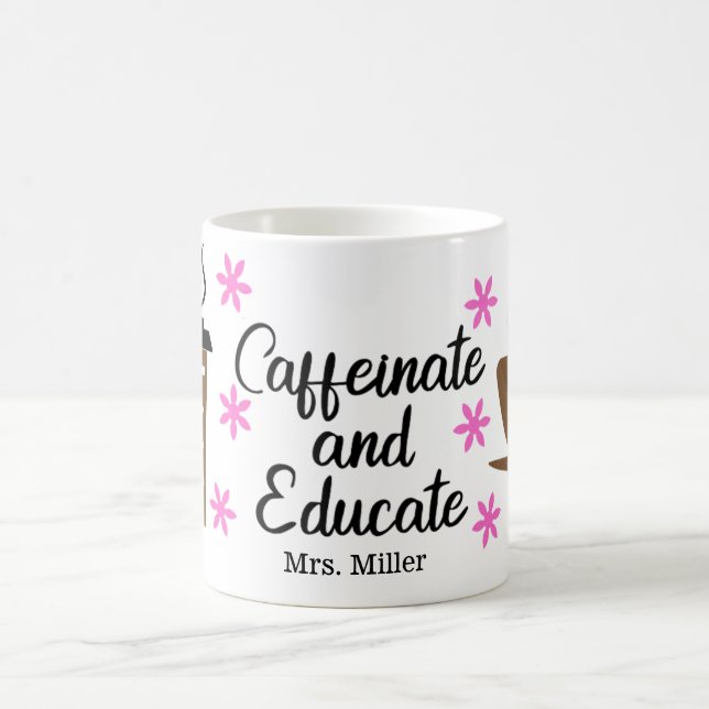 Taza De Café Educar en cafeína de profesores divertidos y perso (Centro)