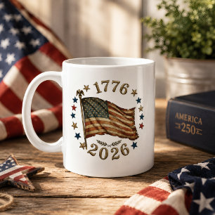 Taza De Café EE. UU. 250 Aniversario Edición Antigua 1776–2026