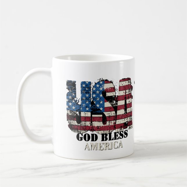 Taza De Café EE. UU. Dios bendiga a América (Izquierda)