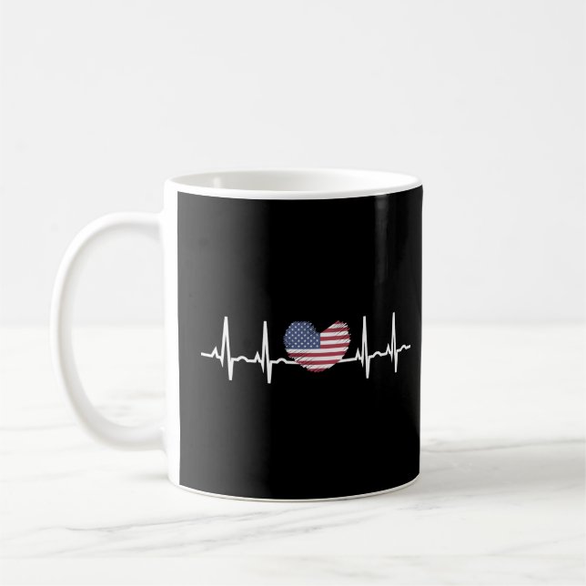 Taza De Café EEUU Flag Hearbeat ECG Electrocardiografía (Izquierda)