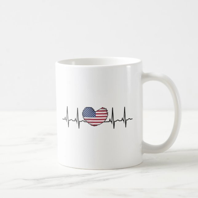 Taza De Café EEUU Flag Hearbeat ECG Electrocardiografía (Derecha)