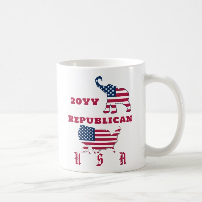 Taza De Café EEUU Mapa de elefante Fiesta republicano en elecci (Derecha)
