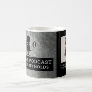 Taza De Café Efecto de Metal Rascado, Podcaster, Anuncio de Pod