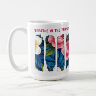 Taza De Café efecto de pincel floral tropical
