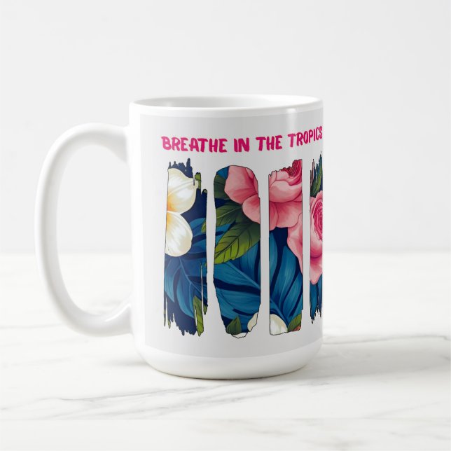 Taza De Café efecto de pincel floral tropical (Izquierda)