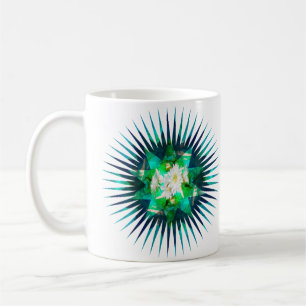 Taza De Café Efecto Kaleidoscopio de Flor de Aqua Cactus,