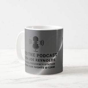 Taza De Café Efecto Metalizado plateado, Podcaster, anuncio de 