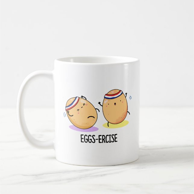 Taza De Café Eggs-ercise Funny Aerobic Eggs Pun (Izquierda)