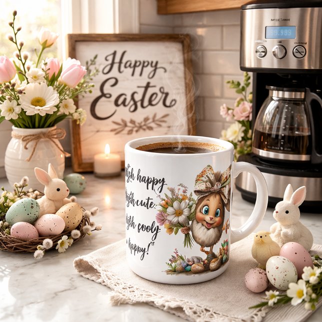 Taza De Café Eggstra Happy Easter Art with Customizable Name (Subido por el creador)