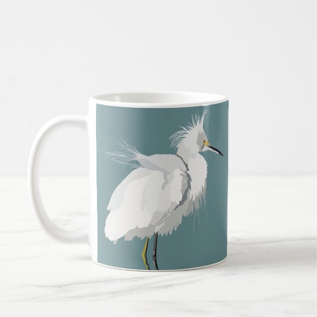 Taza De Café Egret de nieve con luz Verde azulada (Izquierda)
