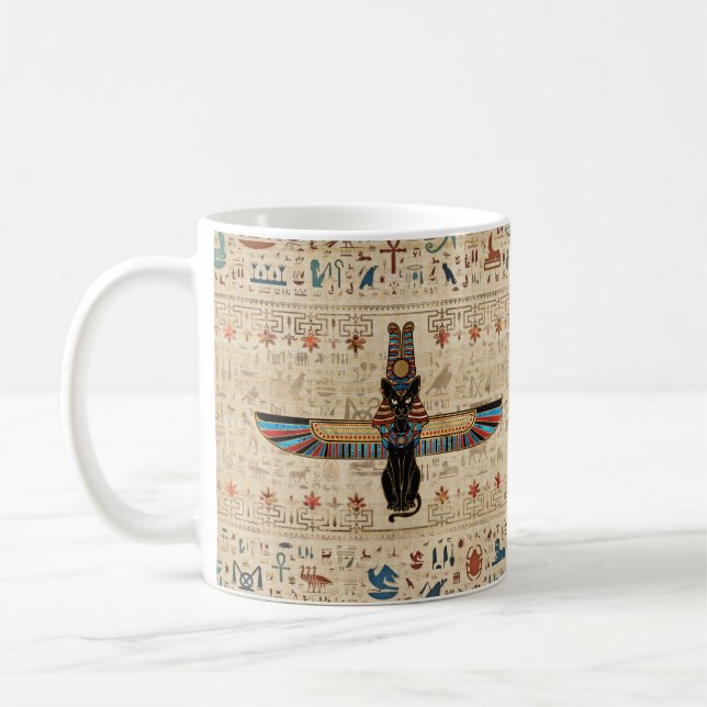 Taza De Café Egyptian Cat - Bastet on papyrus (Izquierda)