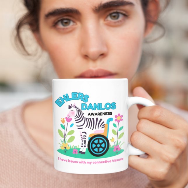 Taza De Café Ehlers Danlos Awareness Zebra Mug (Spread EDS awareness with this zebra, "I have issues with my connective tissues" mug!)