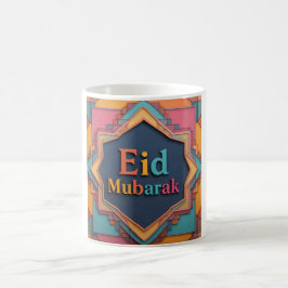 Taza De Café Eid Mubarak con una geométrica vibrante