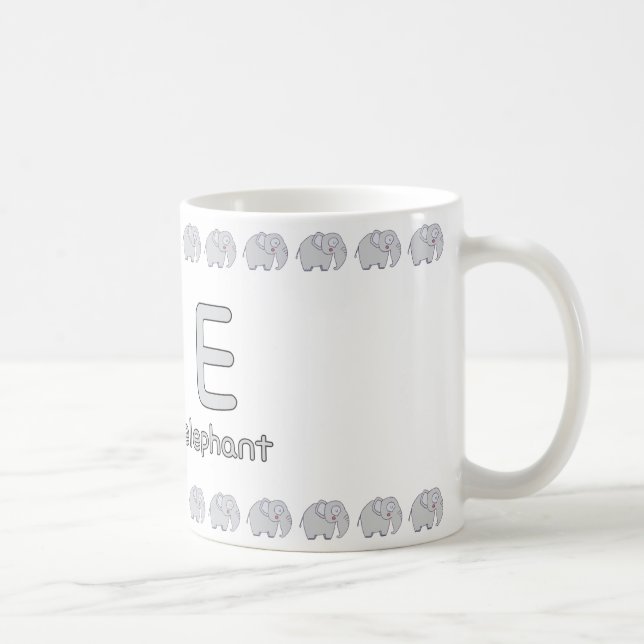Taza De Café EisforElephant–FunAlphabetCupDesign (Derecha)