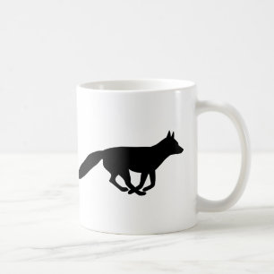 Taza De Café Ejecutando siluetas de Fox   Animal salvaje