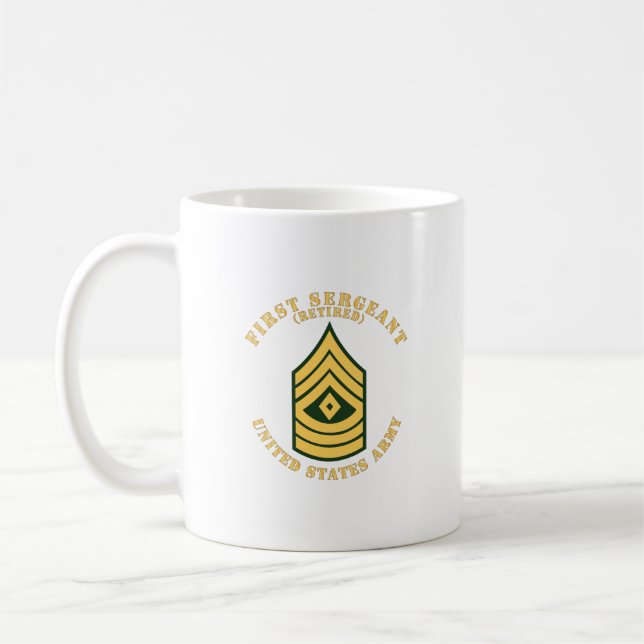 Taza De Café Ejército - Primer Sargento - 1SG - Retirado - plan (Izquierda)