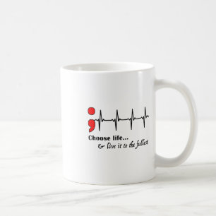 Taza De Café Ekg Semicolón Prevención de la Conciencia sobre el