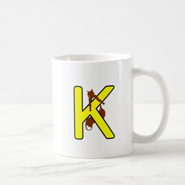 Taza De Café Ekorrmugg Bokstav K Vänsterhand Kaffemugg (Derecha)
