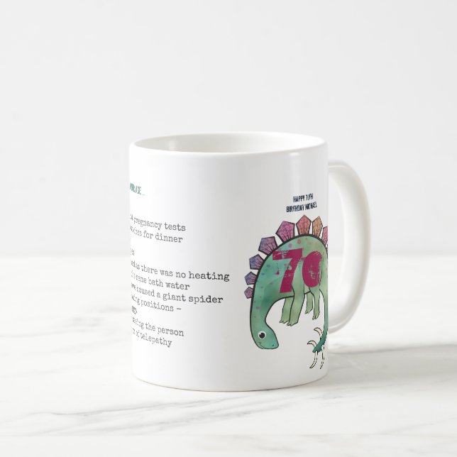 Taza De Café El 70° hombre personalizado de "Cuando yo era tu e (Anverso derecho)