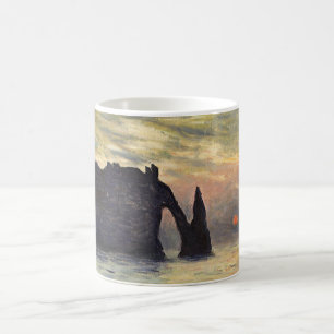 Taza De Café El acantilado Etretat, puesta de sol por Claude Mo