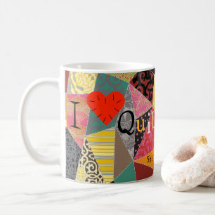 Taza De Café El acolchar del amor del remiendo I del edredón