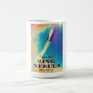 Taza De Café El afiche de viaje espacial del Ring Nebula (Messi