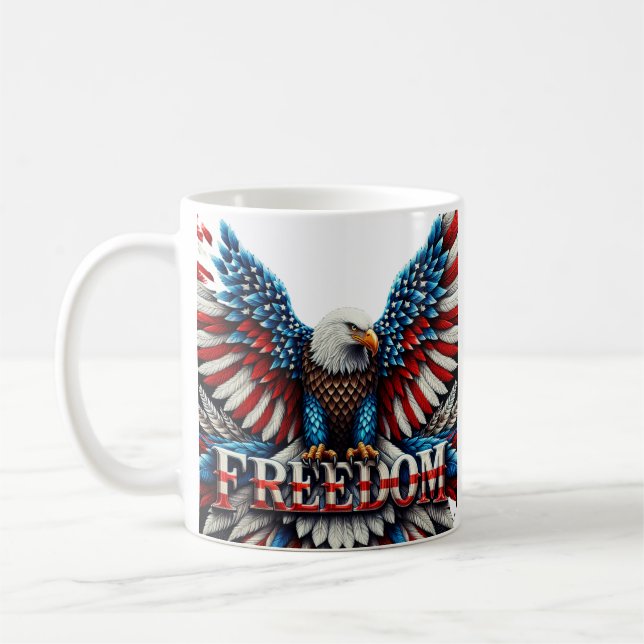 Taza De Café El águila calva estadounidense Patriótica Bandera  (Izquierda)