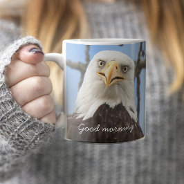 Taza De Café El águila calva norteamericano, buenos días, graci