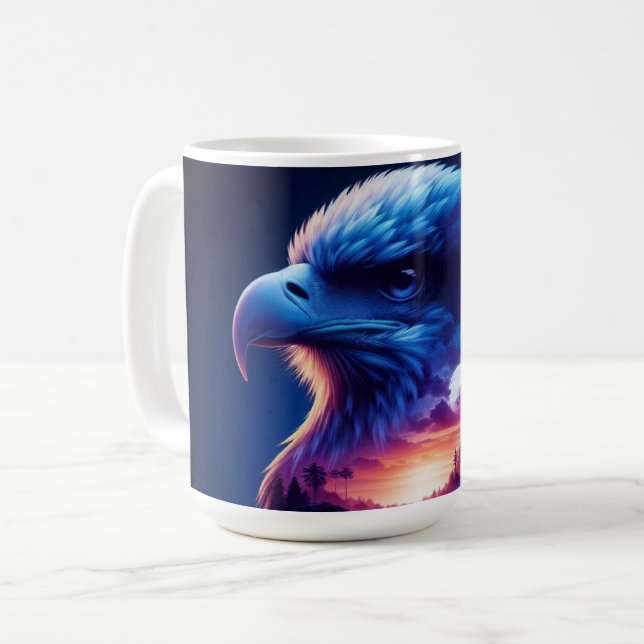 Taza De Café El águila rebosa con el paisaje místico del atarde (Anverso izquierdo)