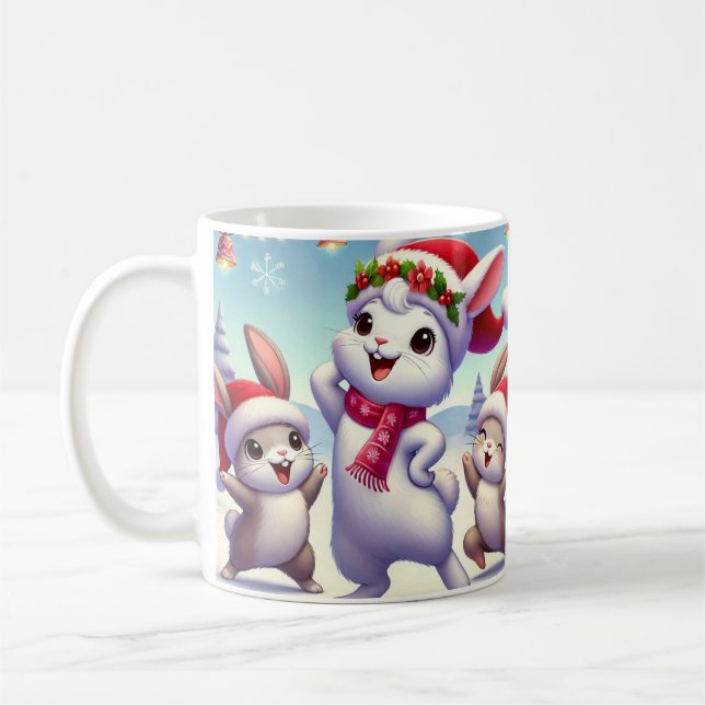 Taza De Café El alegre baile de un conejo de Navidades (Izquierda)