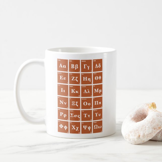 Taza De Café El alfabeto griego (Con donut)