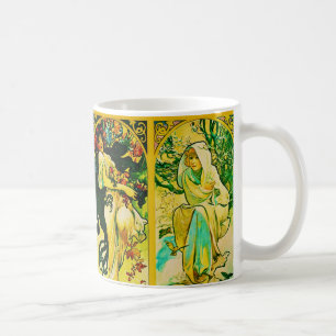 Taza De Café El ~ Alfonso Mucha de cuatro estaciones