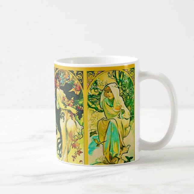 Taza De Café El ~ Alfonso Mucha de cuatro estaciones (Derecha)