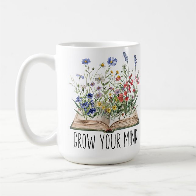 Taza De Café El amante de los libros de flores silvestres hace  (Izquierda)