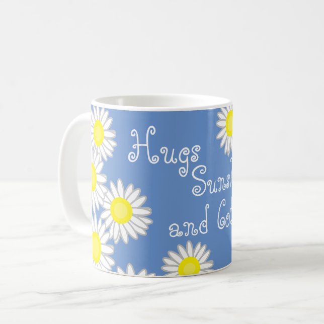 Taza De Café El amarillo azul y la margarita blanca dicen (Anverso izquierdo)