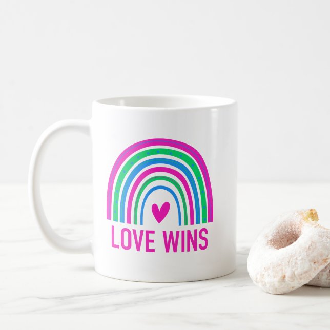 Taza De Café El amor al arcoiris polisexual gana (Con donut)