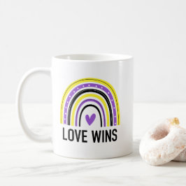 Taza De Café El amor arcoiris no binario gana